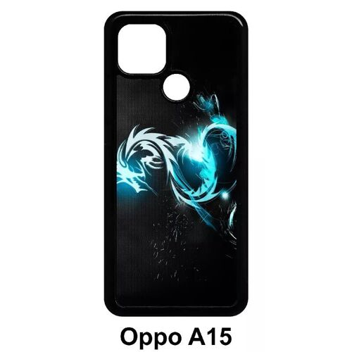 Coque pour oppo a15 - dragon tribal - noir