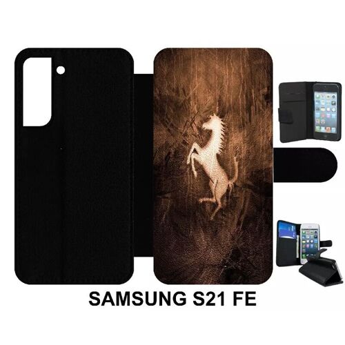 Etui À Rabat Pour Galaxy S21 Fe 5g - Cheval - Simili-Cuir - Noir