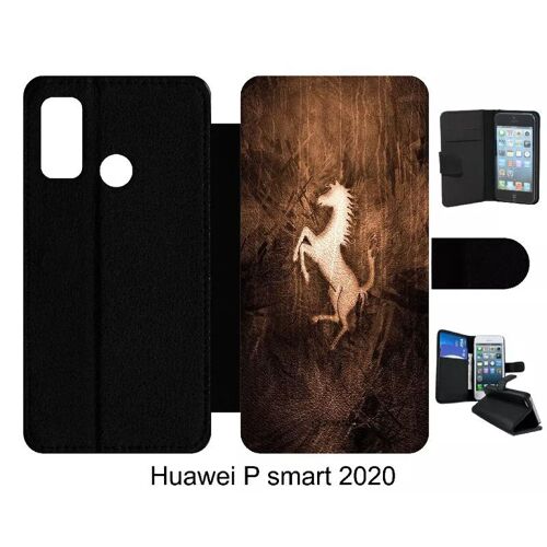 Etui À Rabat Pour Huawei P Smart 2020 - Cheval - Simili-Cuir - Noir