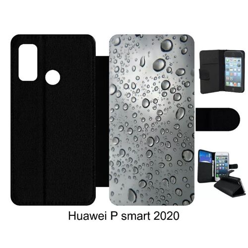 Etui À Rabat Pour Huawei P Smart 2020 - Effet Texturé Goutte D'eau - Simili-Cuir - Noir