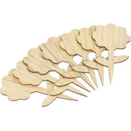 Étiquettes De Plantes, 20pcs Étiquettes De Marqueur De Forme De Fleur De Bambou Pour Jardin Intérieur Extérieur - Dd