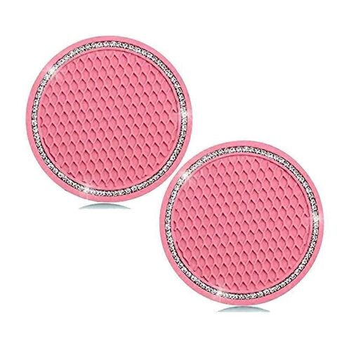 2pcs Rose Bling Voiture Porte-Gobelets Strass Voiture Anti Slip Insert Cup Mat Drink Coasters Crystal Vehi