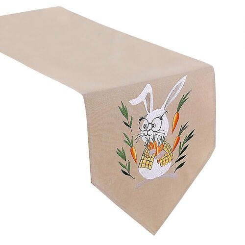 Chemin De Table Brodé Lapin De Pâques Pour Les Vacances De Printemps, Événements De Restauration, Fête Intérieure Et Extérieure