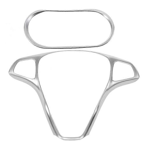 Couvercle De Garniture De Cadre De Bouton De Volant De Voiture Pour 2017 Chrome Argenté Avec Garniture De Couverture De Porte-Gobelet Chromé