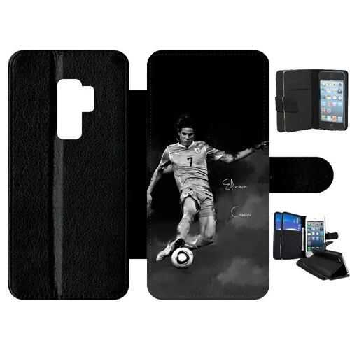 Etui A Rabat - Fc Psg Cavani - Compatible Avec Samsung Galaxy S9+ - Simili-Cuir - Bord Noir