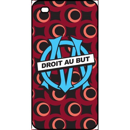 Coque pour smartphone - Blason club fc olympique de marseilles - compatible avec apple iPhone 4s - Plastique - bord Noir
