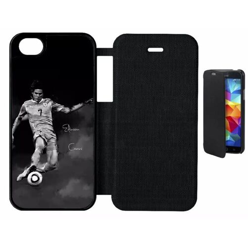 Etui A Rabat - Fc Psg Cavani - Compatible Avec Apple Iphone 5 Se - Simili-Cuir - Bord Noir