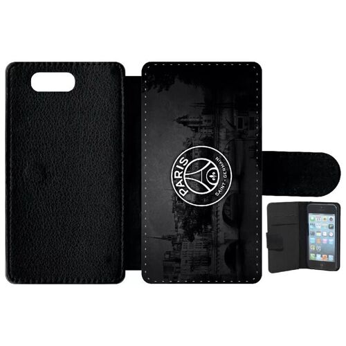 Etui A Rabat - Club Psg Paris Saint Germain Vintage - Compatible Avec Sony Xperia Z3 Compact - Simili-Cuir - Bord Noir