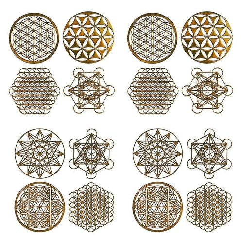 16pcs / Set Metal Energy Decor Autocollant Fleur De Vie Cadeaux De Jour Des Enfants 7 Chakra Cuivre Energy Tow