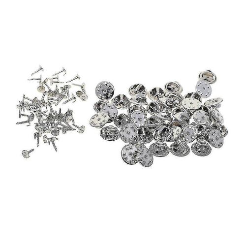 50 Ensembles Badge Chapeau Pin Métal Cravate Arrière Revers Papillon Fermoirs Attaches Argent