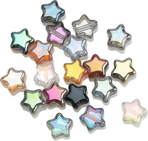 200pcs Star Beads Star Glass Spacer Beads Colorful Star Beads For Jewelry Bracelet Collier Making, 8mm