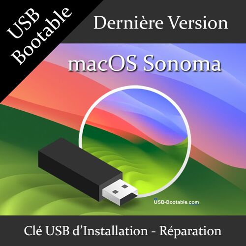 Clé Usb Bootable Macos Sonoma + Guide Pdf D'utilisation - Installation/Réparation/Mise À Niveau - Compatible Macbook/Mac/Imac/Pro/Air/Mini - Dernière Version Officielle - Usb 2.0 / 3.0