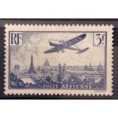 Avion Survolant Paris 3f Outremer (Superbe Aérienne N° 12) Neuf* - Cote 25,00 - France Année 1936 - N22677