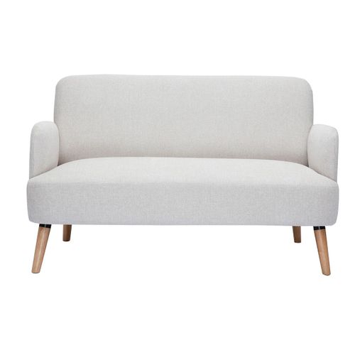 Canapé Scandinave 2 Places En Tissu Effet Velours Texturé Beige Et Bois Clair Isko