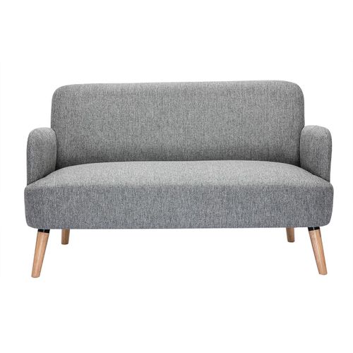 Canapé Scandinave 2 Places En Tissu Gris Clair Et Bois Clair Isko