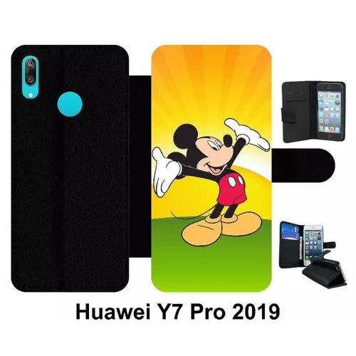 Etui À Rabat Huawei Y7 Pro - Disney Mickey - Simili-Cuir - Noir