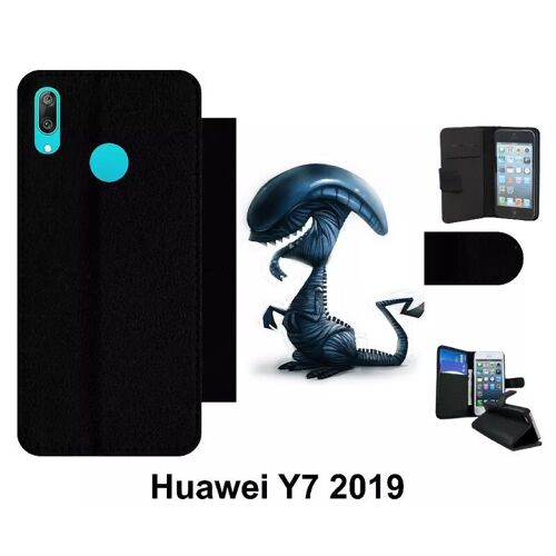 Etui À Rabat Huawei Y7 - Funny Mon Toutou Alien - Simili-Cuir - Noir