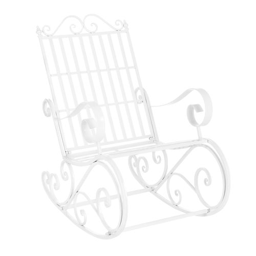 Fauteuil À Bascule De Jardin Vintage Métal 92 X 59 X 90 Cm Blanc Helloshop26 03_0007130
