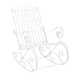Fauteuil À Bascule De Jardin Vintage Métal 92 X 59 X 90 Cm Blanc Helloshop26 03_0007130
