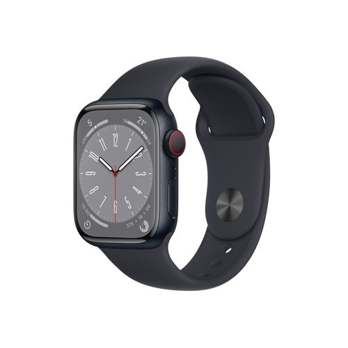 Apple Watch Series 8 (GPS + Cellular) - Boîtier 41 mm Aluminium Minuit avec Bracelet Sport Minuit