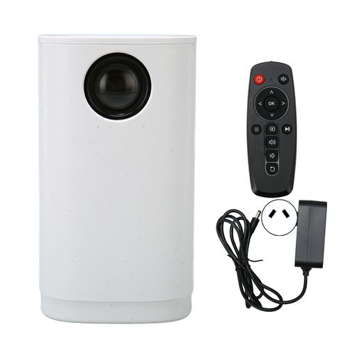 Mini projecteur 1080P 16 à 100 pouces, télécommande de projection, double haut-parleur, projecteur portable pour famille et extérieur, prise AU blanche 100-240V