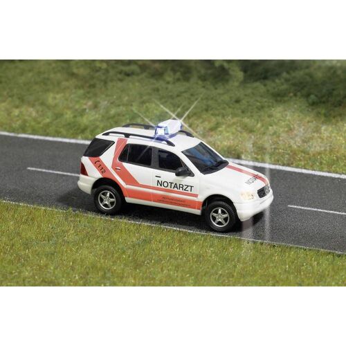 Voiture De Police Classe C H0 Busch Avec Clignotants 5631 Orange-Busch