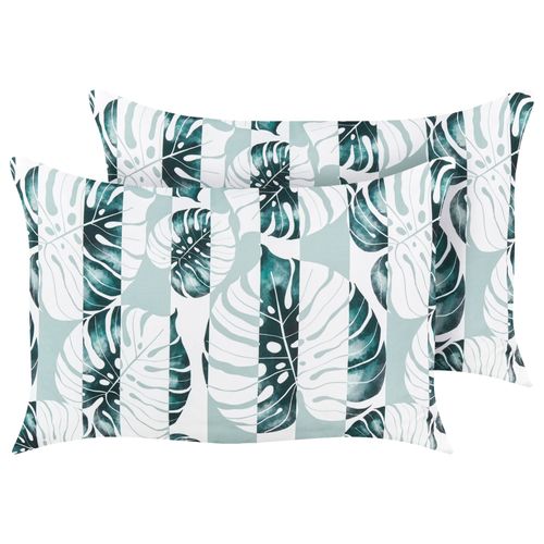 Lot De 2 Coussins De Jardin À Motif De Feuilles Verts 40 X 60 Cm Termini