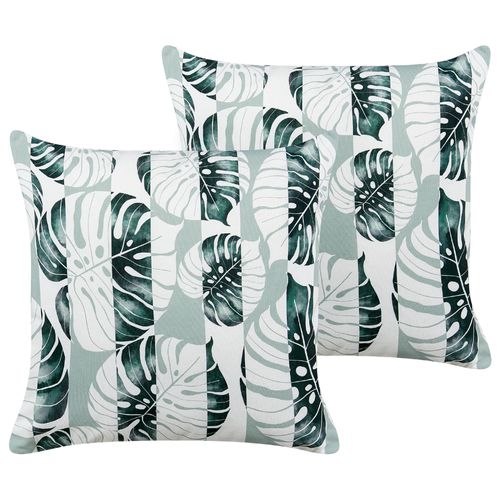 Lot De 2 Coussins De Jardin À Motif De Feuilles Verts 45 X 45 Cm Termini