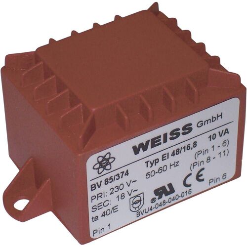 Transformateur pour circuits imprimés Weiss Elektrotechnik 85/372 1 x 230 V 1 x 12 V/AC 10 VA 833 mA 1 pc(s)