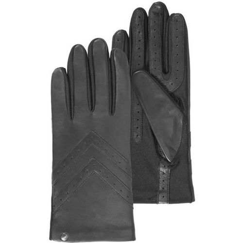 Isotoner Gants Dos En Cuir Noir Femme