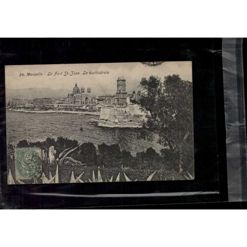 Carte Postale Marseille Le Fort St Jean Et La Cathedrale En L'état Sur Les Photos