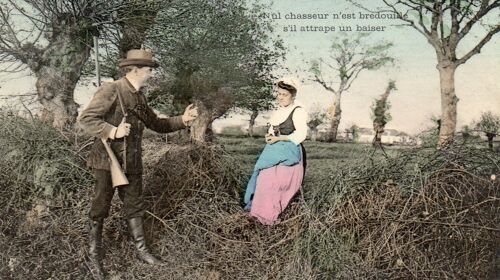 Carte Postale Ancienne- 1905 - Ecrite Et Timbree - Fantaisie - Nul Chasseur N'est Bredouille S'il Attrape Un Baiser