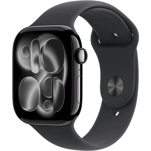 Apple Watch Series 11 GPS + Cellular 46mm Boitier en Aluminium Noir de Jais avec Bracelet Sport Noir M/L