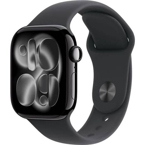 Apple Watch Series 11 (GPS + Cellular) - 42 mm - aluminium noir jais - Montre connectée avec bracelet sport - fluoroélastomère - noir - taille du bracelet : M/L - 64 Go - LTE, Wi-Fi 4, UWB...