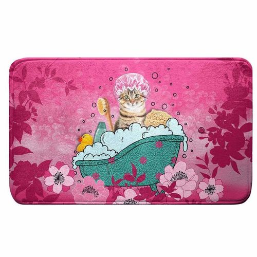 Paris Prix - Tapis De Salle De Bain "Chatibulle" 45x75cm Rose
