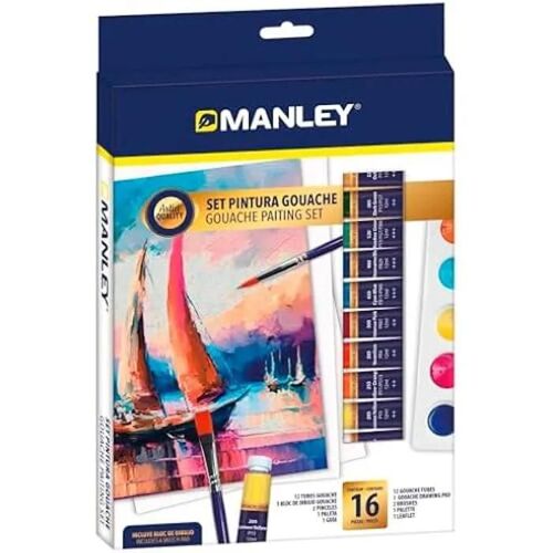 Ensemble De Peinture À La Gouache - Manley - 16 Pièces - 12 Couleurs - Idéal Pour Débutants - Qualité Artistique