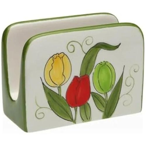 Porte-serviettes - Versa - Tulipe - Céramique - Multicolore - 12,5 x 6,5 x 9,5 cm