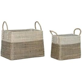 Panier à linge - HOME ESPRIT - Lot de 2 - Multicolore - Herbe marine - 25 x 44 x 38 cm