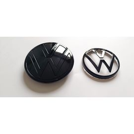 2x Pack Emblèmes Vw Clips Avant Et Arrière Noirs Logos Pour Golf 8 (Mk8) 20-23
