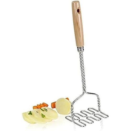 Presse-Purée - Metaltex - 195100010 - Manche En Bois Chromé - Multicolore - 25 X 15 X 5 Cm