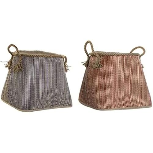Panier - DKD HOME DECOR - Standard - Couleur bleu et rouge - Dimensions 40x40x45 cm - Fibre naturelle