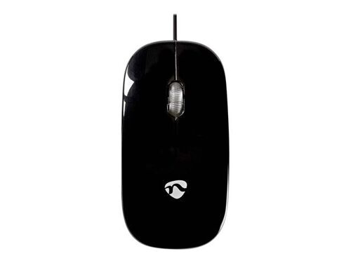 Nedis - Souris - ergonomique - droitiers et gauchers - optique - 3 boutons - filaire - USB - noir