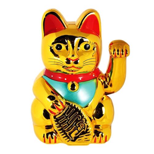 Chat Porte Bonheur En Pvc Doré