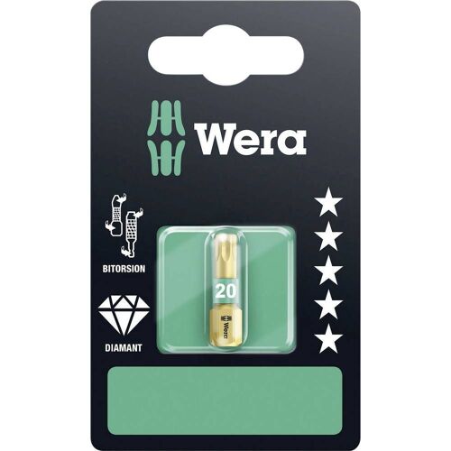 Embout Torx T 20 Wera 05134376001 Acier à outils allié, revêtement diamanté Forme: D 6.3 1 pc(s)
