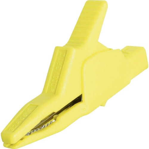 Pince crocodile de sécurité SKS Hirschmann AK 2 B 2540 I enfichable 4 mm CAT II 1000 V jaune