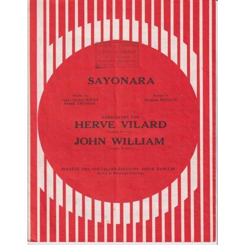 Hervé Vilard Partition Sayonara