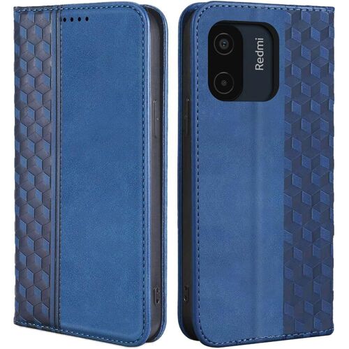 Coque Pour Xiaomi Redmi A1 / A2, Pochette Portefeuille Anti-Rayures Effet Cuir Luxe Bleu Marine - Booling