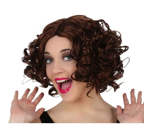 Perruque Frisée Châtain De La Disco (Taille Unique)