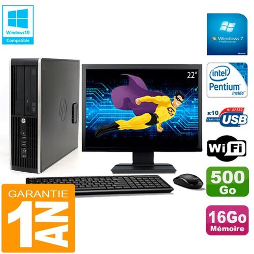 PC HP Compaq Pro 6200 SFF Ecran 22" Intel G840 16Go 500Go Graveur Wifi W7