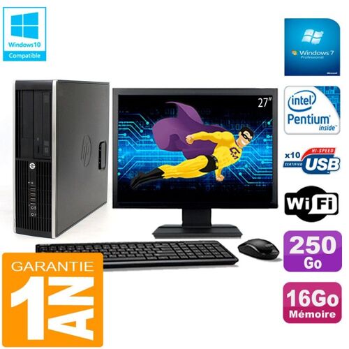 PC HP Compaq Pro 6200 SFF Ecran 27" Intel G840 16Go 250Go Graveur Wifi W7